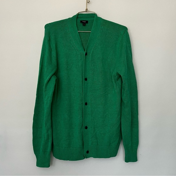 Express Size medium Cardigan Green Sweater V-Neck Knit Long Sleeve - Picture 6 of 7